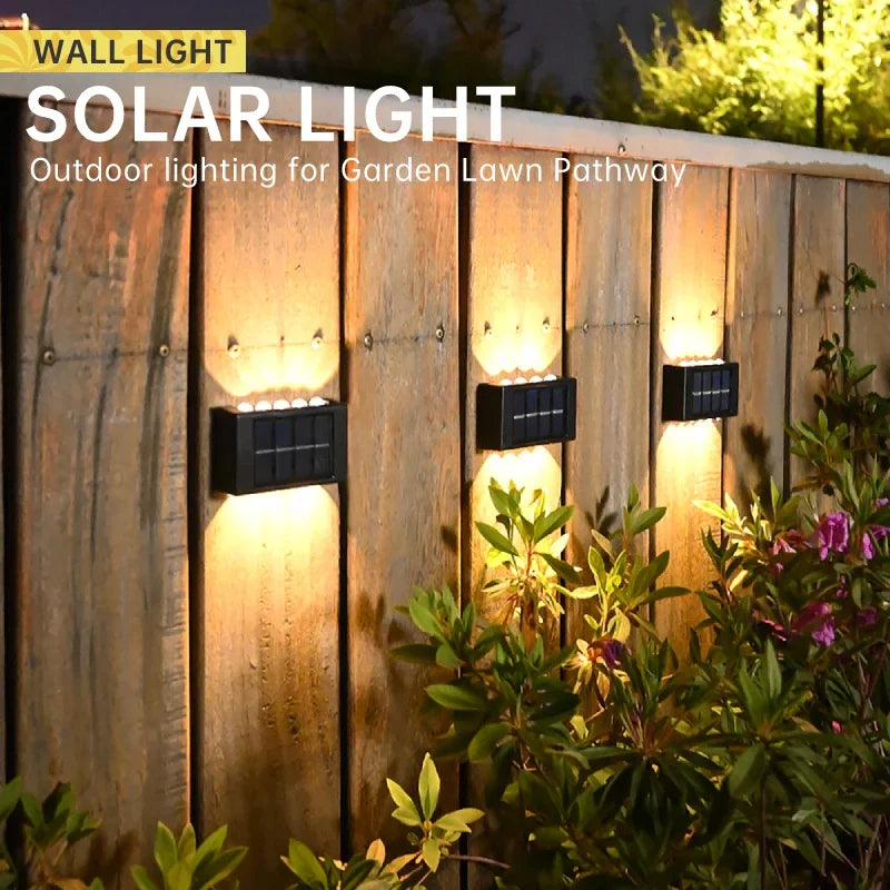 2/6/10 LED Beads Up and Down Light Solar Powered Waterproof Wall Light for Courtyard Garden Carport