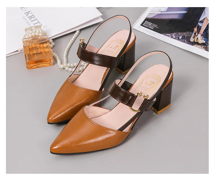 Elegant Women's Sandals Summer Casual Classic Office Chunky Heel Wedding Shoes Women Plus Pumps Shoes