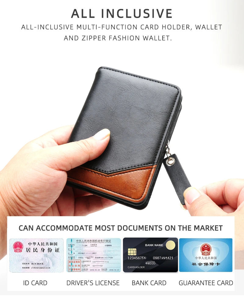 New Men's Wallet, Gentleman Retro Minimalist Multi Slot Billfold, Short Fashionable Youth Large Capacity Money Bag 12*9*3.5cm