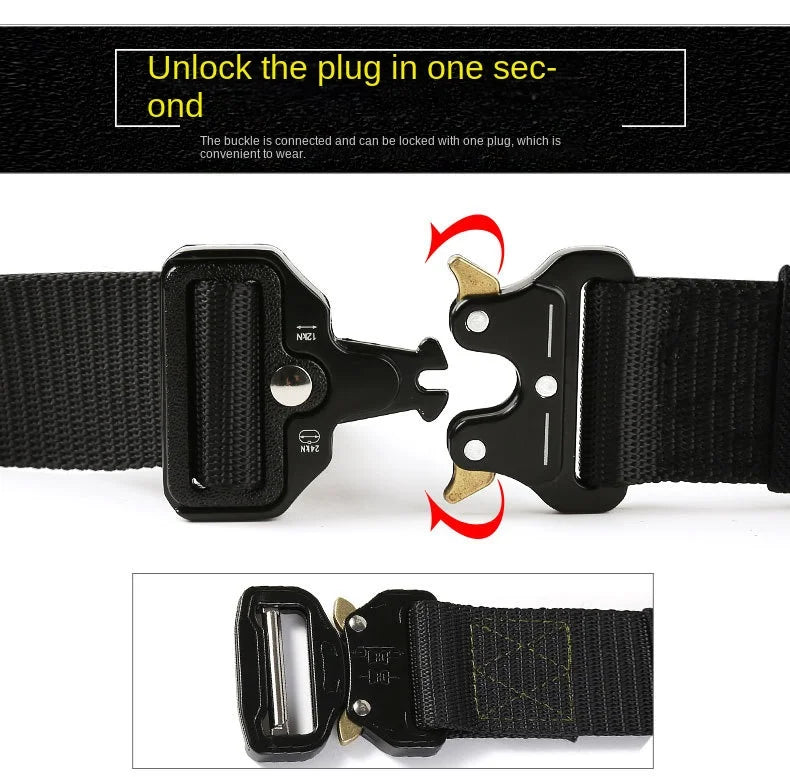 New Men's Belt Outdoor   Hunting Tactics Belt Multi Functional Buckle Nylon Belt Marine Corps Canvas Metal  Buckle