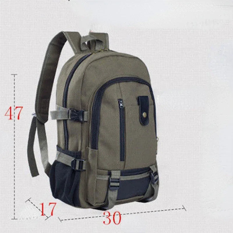 Mochila de montañismo 2023 para hombre, de lona, ​​de gran capacidad, para la escuela secundaria, para viajes al aire libre, para acampar, para ordenador