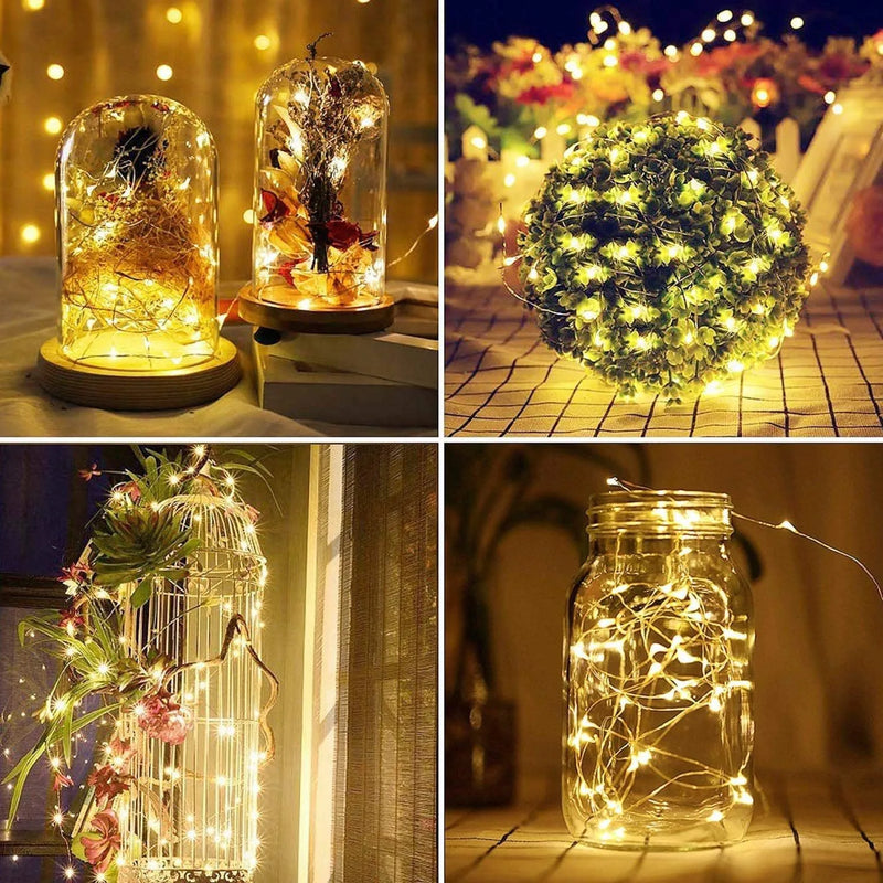 Solar LED Light String Christmas Camping Atmosphere Decoration Light Waterproof Copper Wire Light Socket Ground Installation