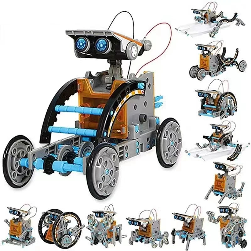 Kits de robots solares 12 en 1 para hacer uno mismo, bloques de construcción, ciencia de alta tecnología, ladrillos para ensamblar, juguetes educativos para niños, regalo para niños 13 en 1