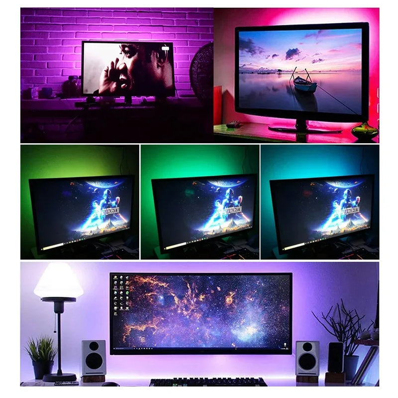 Luces LED USB de 5 V para habitación, tira de LED RGB 5050 de 5 a 10 metros, cinta de diodos para decoración de jugadores, barra de luces de hielo, cinta LED adhesiva