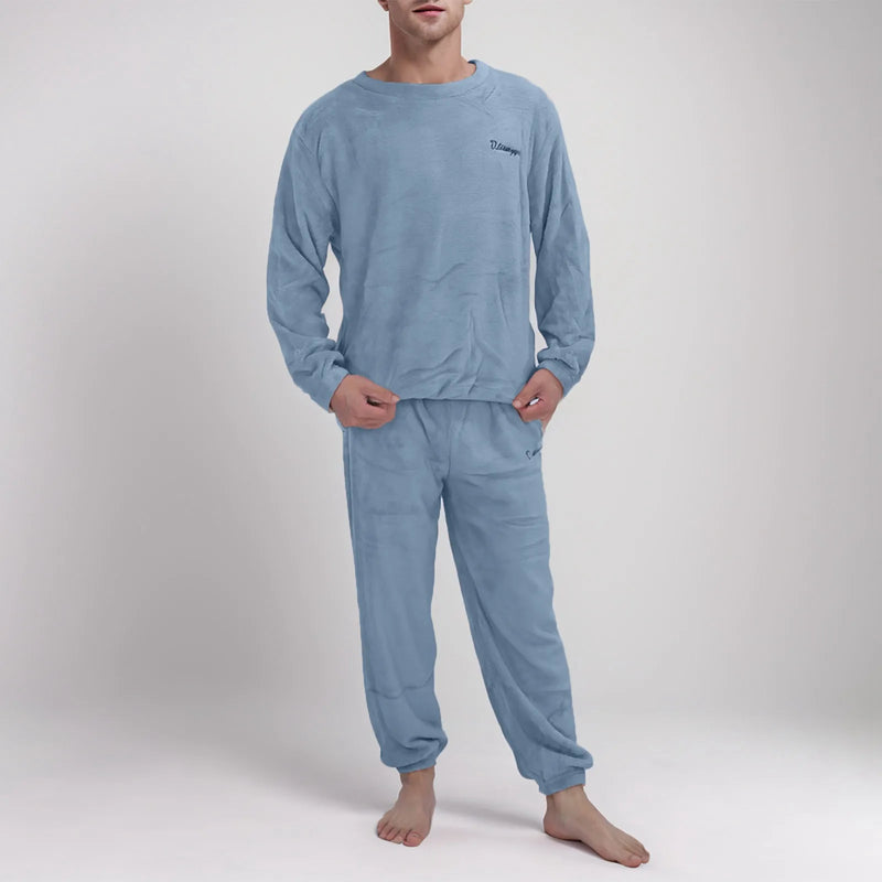 Men Flannel Pajamas Set Winter Warm Loose Homewear Clothes Pajamas Suits Long Sleeve Sleepwear Nightgown Pijama Hombre