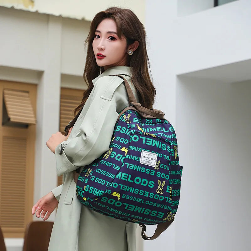 Large capacity fashion casual versatile women's backpack women's retro  trend student lightweight Korean backpack