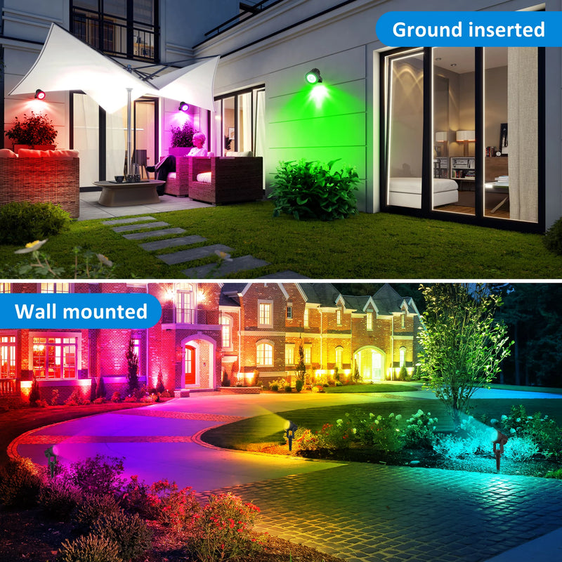 Foco solar RGB de 1/2/4/6 luces, IP65, resistente al agua, luz solar para jardín al aire libre, decoración para fiestas de Navidad y Halloween