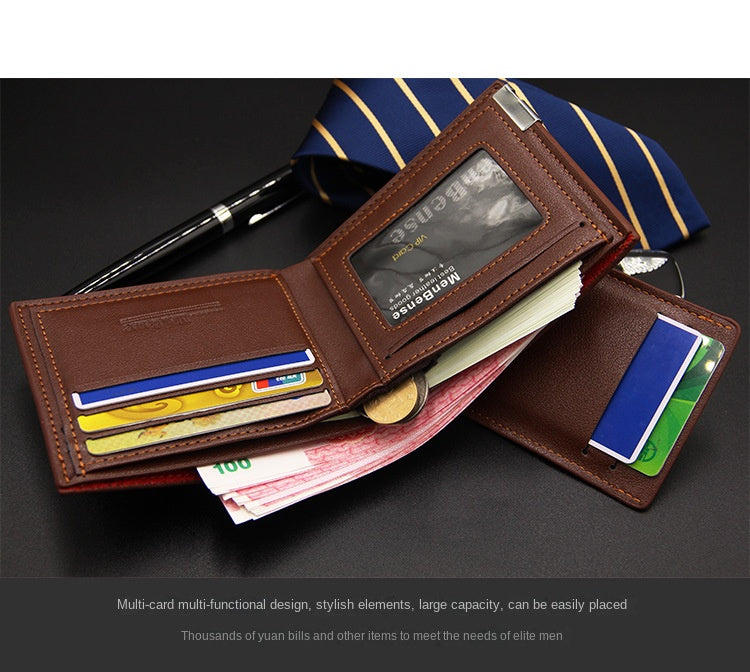 Fashion Men's	Wallet PU Leather Short Card Holder Purse for Men Luxury Designer Billfold Male Portable Small Cardholder Wallets