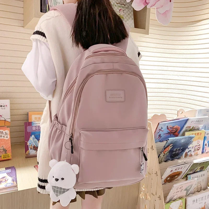 2024 New Female Fashion Lady High Capacity Waterproof College Backpack Trendy Girls Laptop School Bags Cute Girl Travel Book Bag