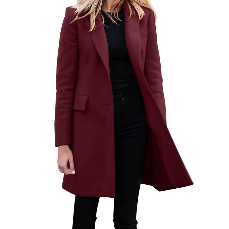 Women Casual Light Weight Thin Jacket Slim Coat Long Sleeve Office Business Coats Jacket Long Trench Temperament Fashion Jackets