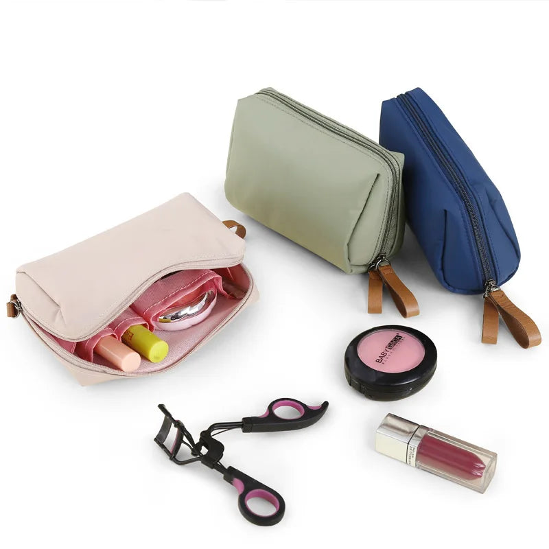 Nueva bolsa de cosméticos para mujer, bolsa de maquillaje de estilo coreano de color sólido, bolsa de artículos de tocador, estuche organizador de maquillaje impermeable, bolsa de lujo