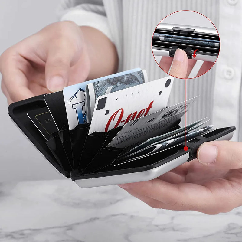 6 Card Slot RFID Blocking Credit Card Holder Men Women Coin Purse Aluminum Metal Waterproof Anti-Theft Wallet Business Card Case