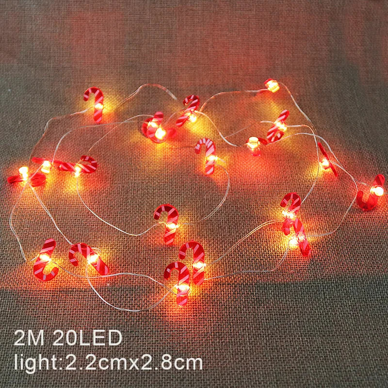 Guirnalda de luces navideñas 2024 con forma de Papá Noel, muñeco de nieve, funciona con pilas, luces LED decorativas para Navidad, decoración para fiestas de Año Nuevo