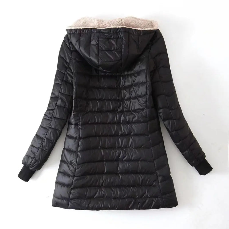 Women's Jacket Winter New Mid Length Korean Edition Hooded Fit Plus Fleece Cotton Coat Warm Lamb Fleece Parkas Winter Jackets