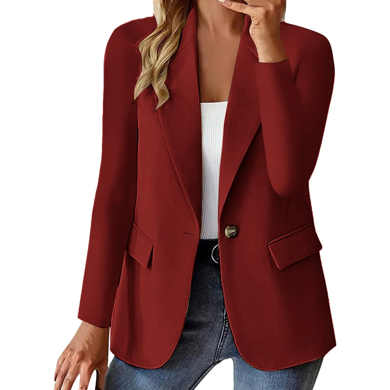 Nueva ropa de mujer, estilo coreano, prendas de vestir exteriores, top de manga larga, cárdigan de color sólido, chaqueta de oficina para otoño e invierno, abrigo elegante