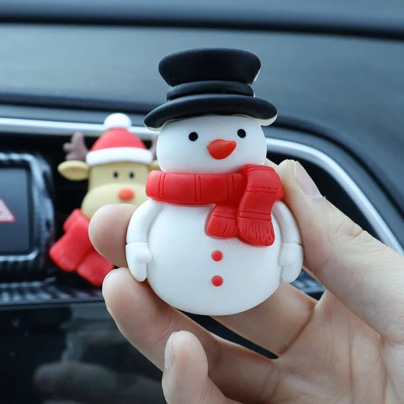 Clips aromáticos para salida de aire del coche, 3D, campana de alce de Papá Noel, resina, clip de aromaterapia, accesorios de decoración interior del coche