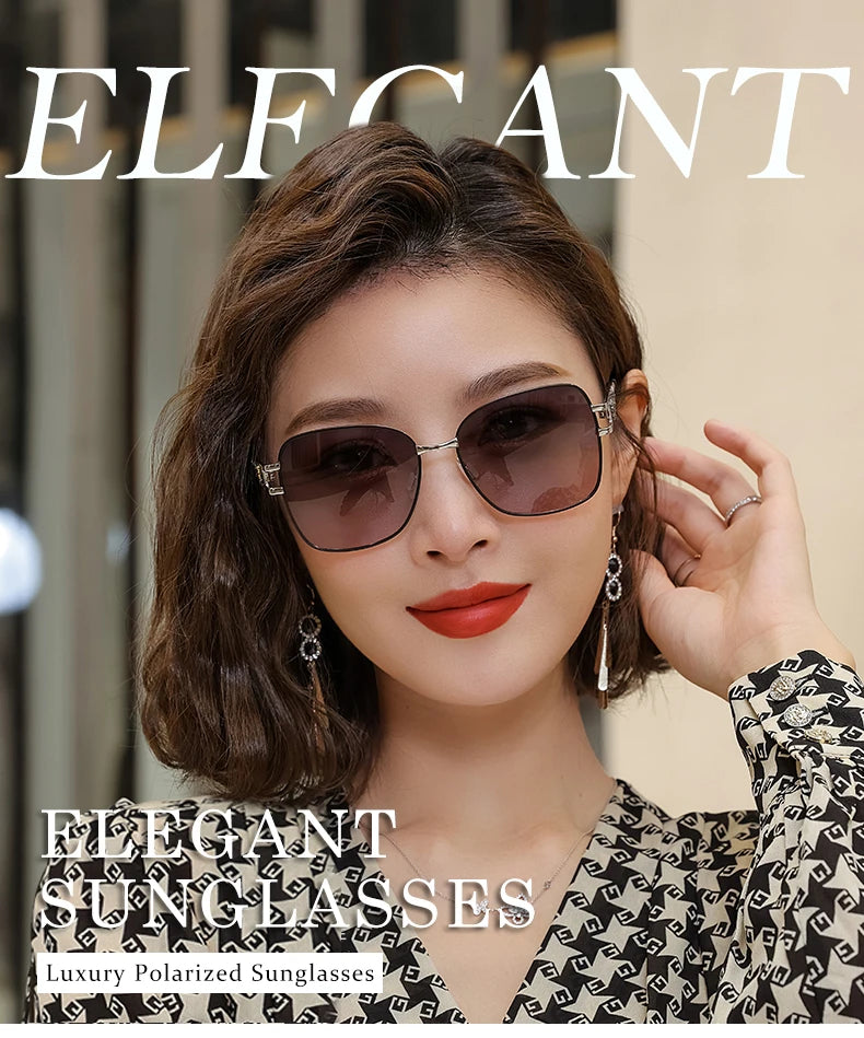 LIOUMO Elegant Polarized Sunglasses Women 2024 Brand Designer Fashion Glasses Women Diamond Eyewear Gradient Shades zonnebril