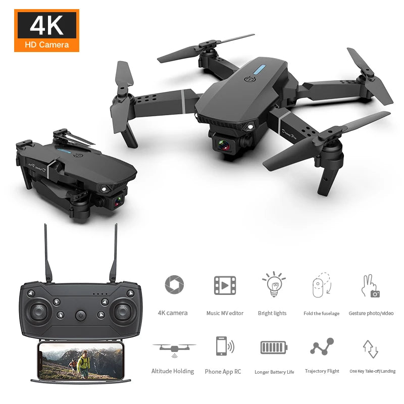 Avión RC profesional E88 Drone4k con control remoto FPV con cámara RC Novedoso helicóptero más vendido Drone Quadcopter 2024