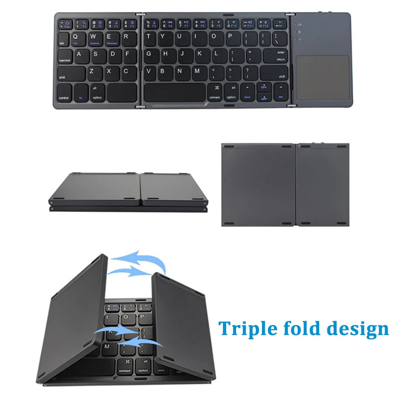 Foldable Bluetooth Keyboard With Touchpad Mini Wireless Keyboard Rechargable Keyboard For Tablet Notebook IOS Android Windows