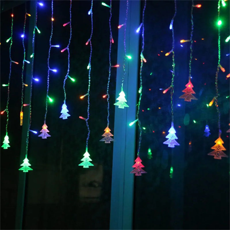 Guirnalda de luces LED para cortina, guirnalda de luces navideñas de hadas, decoración para fiestas de bodas, Navidad, Año Nuevo, hogar y jardín al aire libre