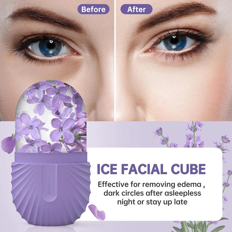 Rodillo de hielo para la cara, molde de silicona para masajes de belleza, para reducir la hinchazón de los ojos, rodillo de hielo para la cara que reduce los poros