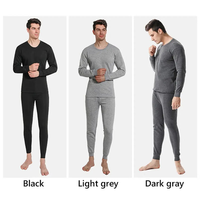 Conjunto de ropa interior térmica de invierno para hombre, con forro polar de algodón suave, paneles cálidos, conjunto de calzoncillos largos, parte superior e inferior, ropa térmica, pijamas