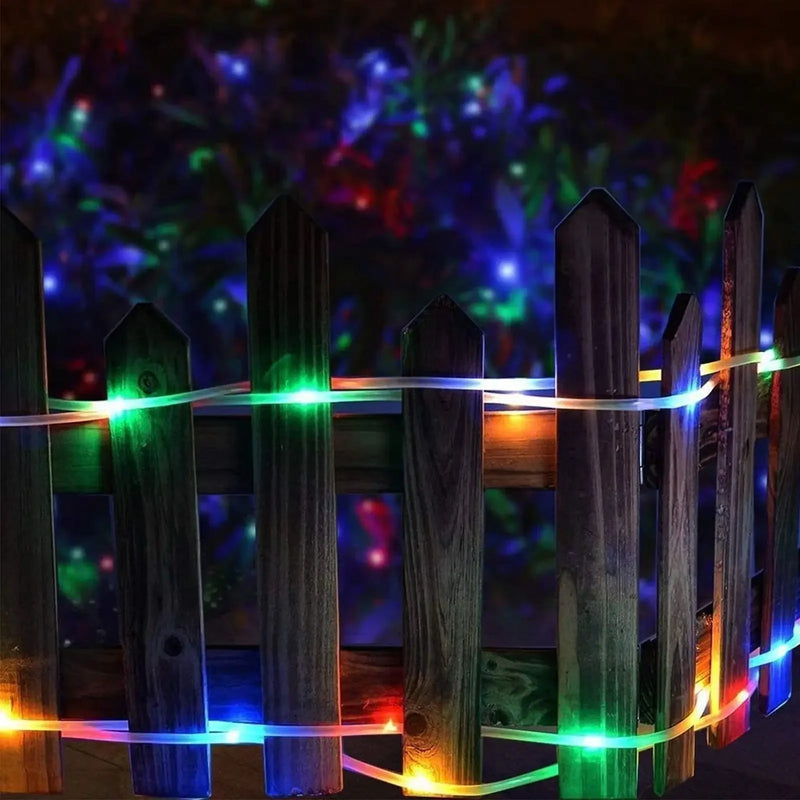 300Led Outdoor Solar Tube Rope Led Fairy Light Garden Christmas Decoration Xmas Wedding Garland Waterproof String Light Strip