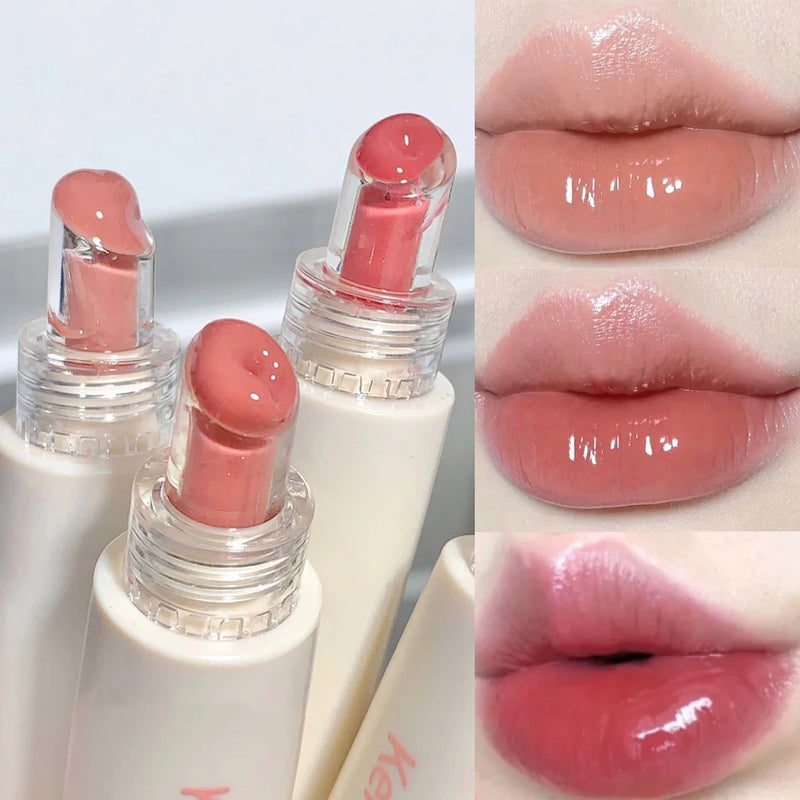 Brillo labial en gelatina, brillo labial duradero, lápiz labial hidratante de color, espejo, tinte labial al agua, maquillaje de belleza coreana para el cuidado de los labios