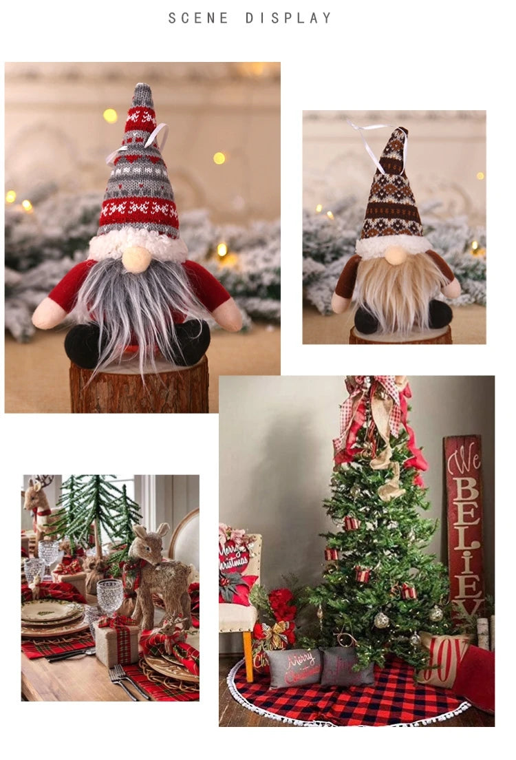 Christmas Plush Gnomes Doll Xmas Tree Hanging Mini Santa Claus Gnomes Pendant Christmas Swedish Home Decoration Lovely Doll Gift