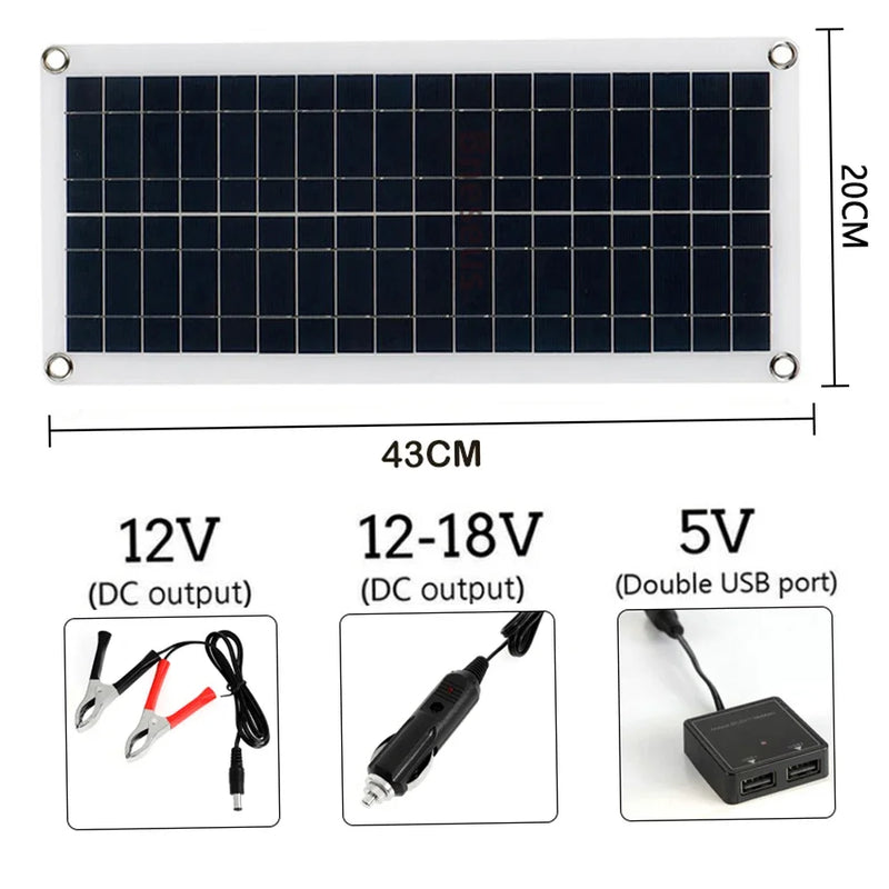 Sistema de energía solar de 2000 W, kit de panel solar, batería solar de 12 V, controlador de 10 A-60 A, panel solar para el hogar, caravana, autocaravana, casa de acampada