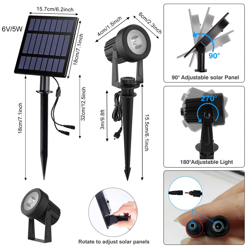 Foco solar RGB de 1/2/4/6 luces, IP65, resistente al agua, luz solar para jardín al aire libre, decoración para fiestas de Navidad y Halloween