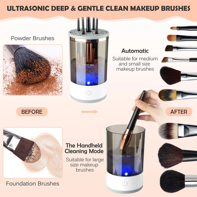 Máquina limpiadora de brochas de maquillaje Limpiador eléctrico de brochas de maquillaje Limpiador automático de brochas de maquillaje con tapete de limpieza de brochas