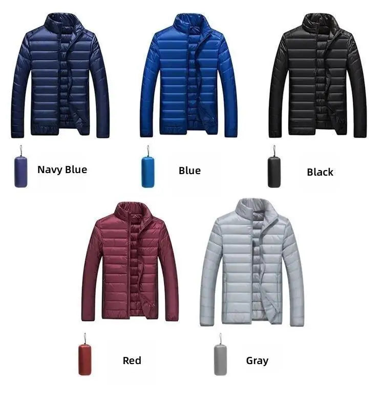 UETEEY Otoño Invierno Nueva Chaqueta Ultraligera de Plumón de Pato Blanca para Hombre Impermeable Casual para Exteriores Portátil Ligera Abrigos Acolchados Masculinos