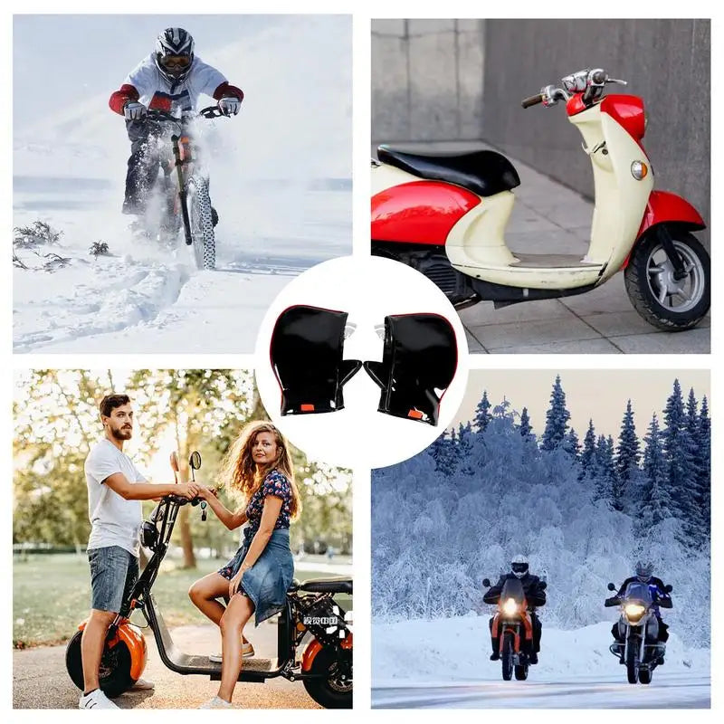 1 Pair Waterproof Snowmobile Gloves Motorcycles Handlebar Warmer Gloves Motorbikes Riding Winter Muffs Accessoris For Cycling