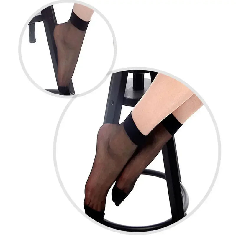 10/50pcs Black Skin Socks Women Sexy Ultrathin Stockings Female Transparent Nylon Crystal Short Ankle Sock Non-Slip Silk Meias