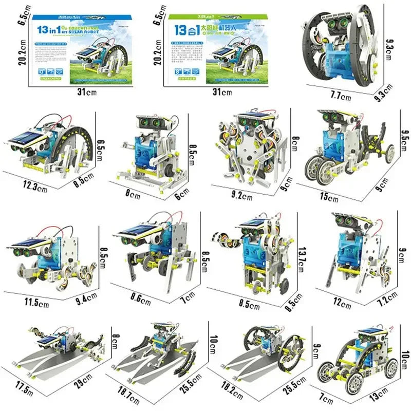 Kit de bricolaje de robot con energía solar, juguetes educativos científicos para niños, 13 formas de transformación, regalo para niños, escuela, STEM