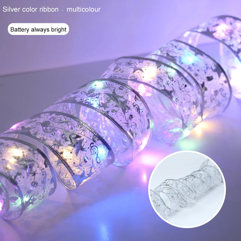 5Meter Ribbon LED Fairy Light Christmas Decoration Christmas Tree Ornaments For Home Bows String Lights Navidad Natal New Year