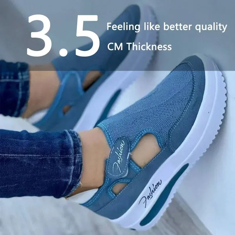 Zapatos de mujer Zapatillas de deporte para mujer Zapatos casuales de verano Nuevos zapatos deportivos de malla transpirable para mujer Sandalias de plataforma vulcanizadas para mujer 2024