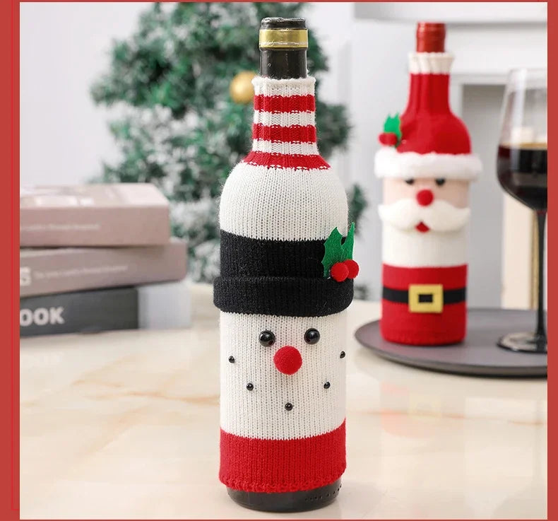 Christmas Decorations for Home Santa Claus Wine Bottle Cover Snowman Stocking Gift Holders Xmas Decor New Year