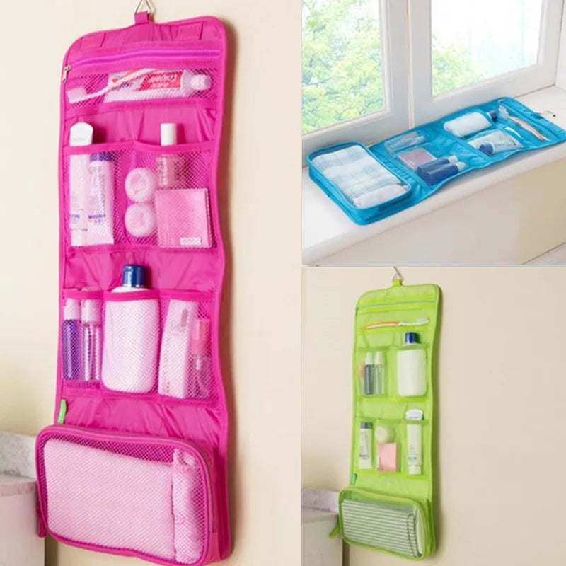 Bolsa organizadora colgante, plegable, para cosméticos, maquillaje, neceser de viaje, neceser de belleza, accesorios de baño