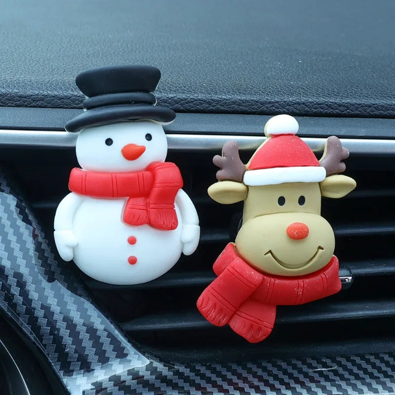 Clips aromáticos para salida de aire del coche, 3D, campana de alce de Papá Noel, resina, clip de aromaterapia, accesorios de decoración interior del coche