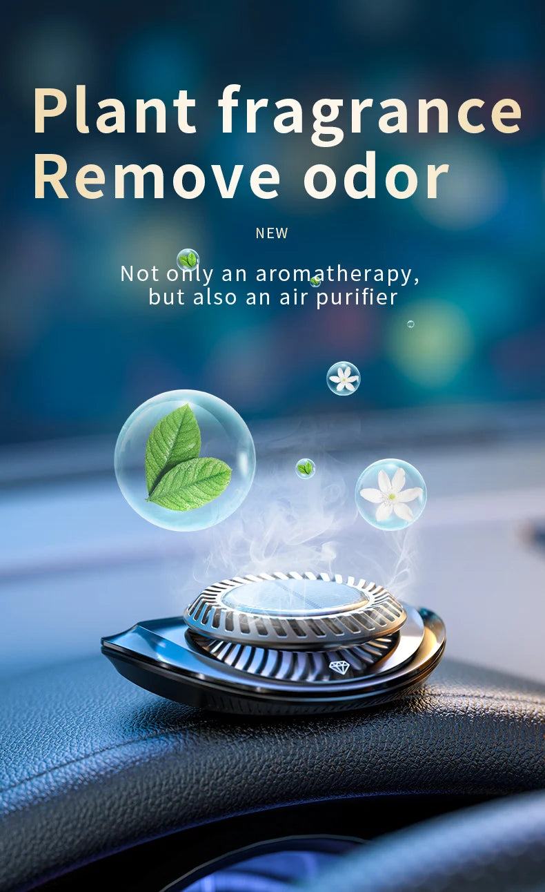 DINPHONE Solar Car Air Freshener Rotary Aroma Diffuser Auto Interior Accessories Essential Oils Diffuse