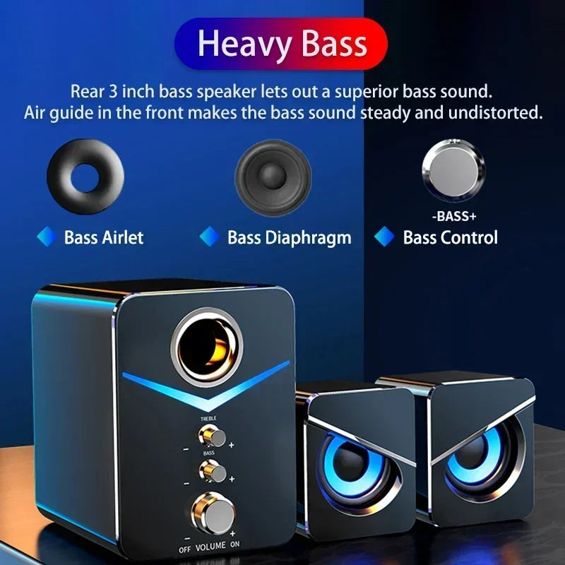 Sistema de cine en casa PC Bass Subwoofer inteligente Altavoz compatible con Bluetooth Altavoces portátiles para computadora Boombox de música para escritorio