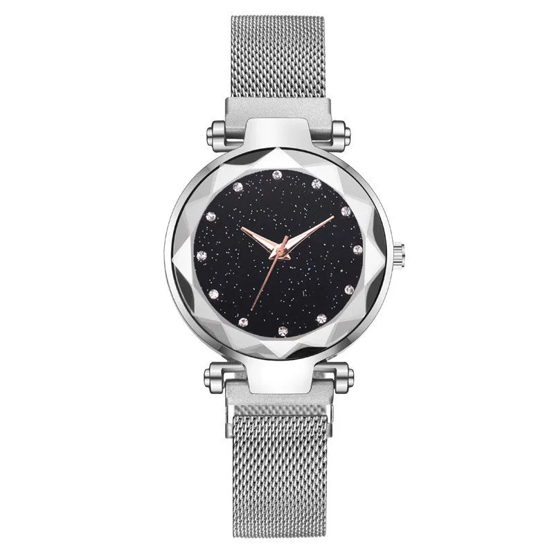 Relojes de lujo con cielo estrellado para mujer, pulsera de diamantes de imitación, reloj de cuarzo para mujer, reloj de pulsera con hebilla magnética de acero fino, reloj para mujer