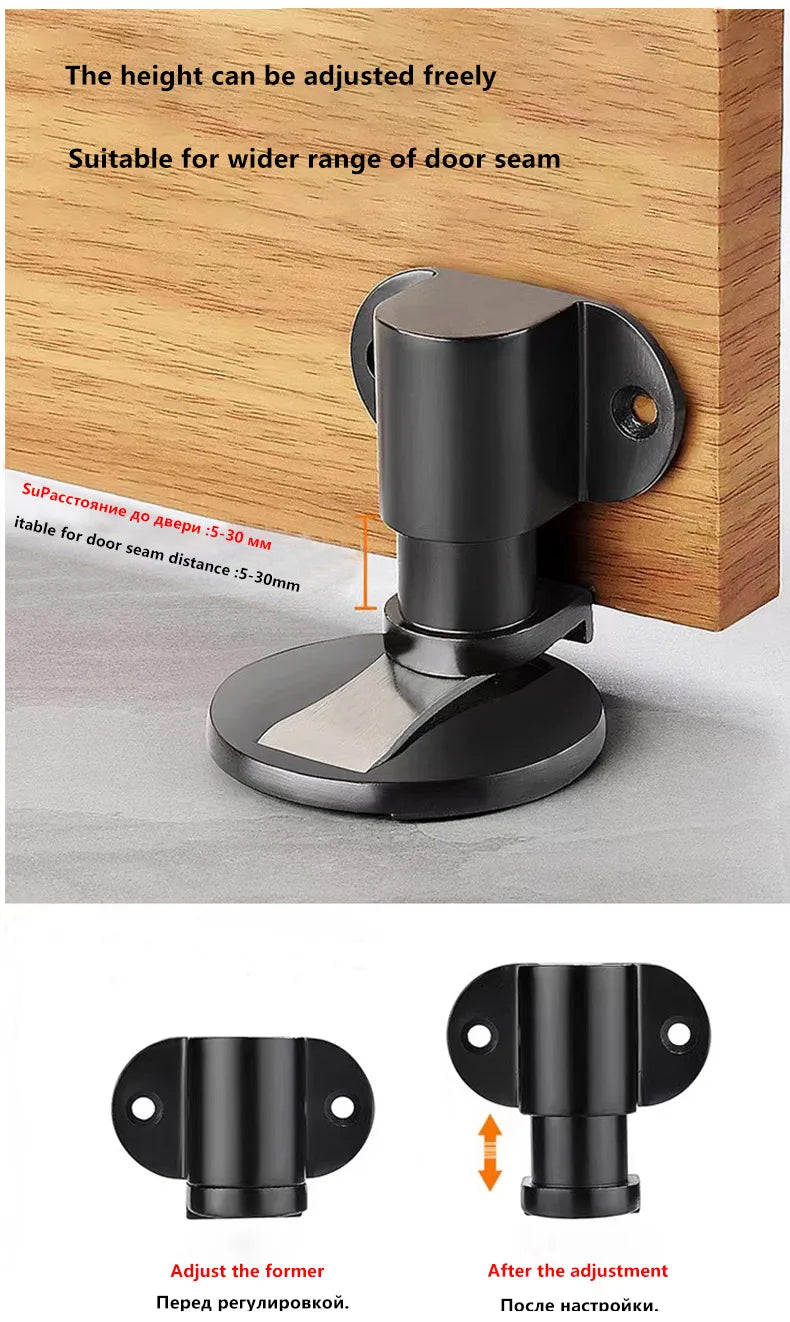 Adjustable Suction No Punching 304 Stainless Steel Door Suction Lift Door Collision Preventer Toilet Strong Magnetic Door Stop