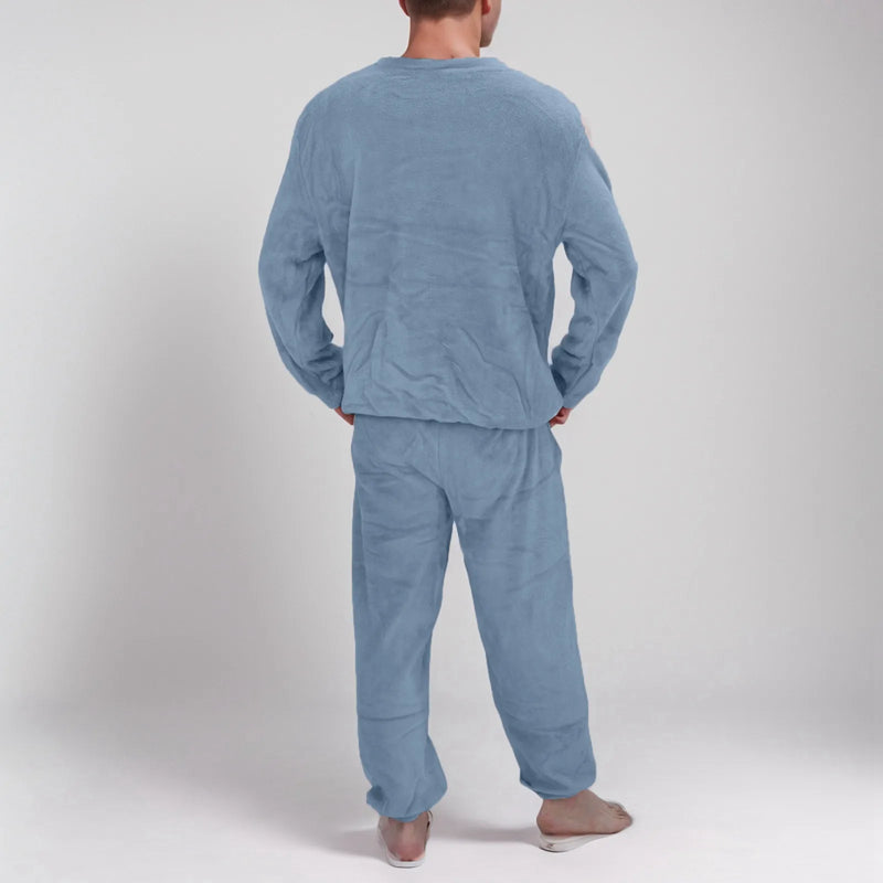 Men Flannel Pajamas Set Winter Warm Loose Homewear Clothes Pajamas Suits Long Sleeve Sleepwear Nightgown Pijama Hombre