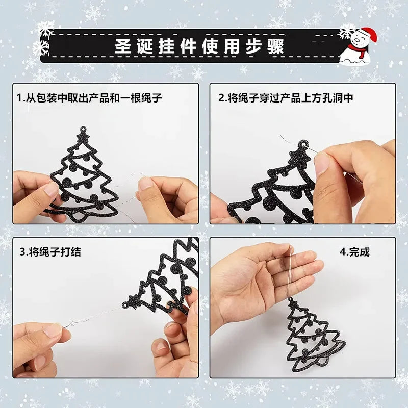 20Pcs Christmas Tree Decoration Hanging Ornaments Tree Snowman Reindeer Santa Snowflake Ornaments for New Year Winter Party