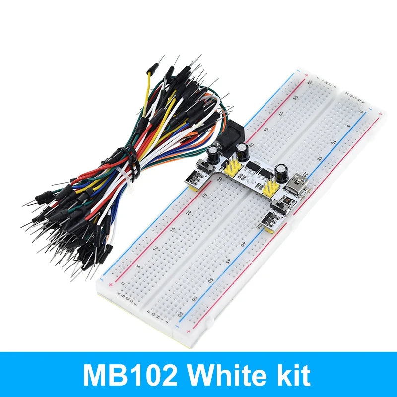 3.3V/5V MB102 Breadboard power module + 65 jumper wires + MB-102 830 points Prototype Bread board for arduino kit