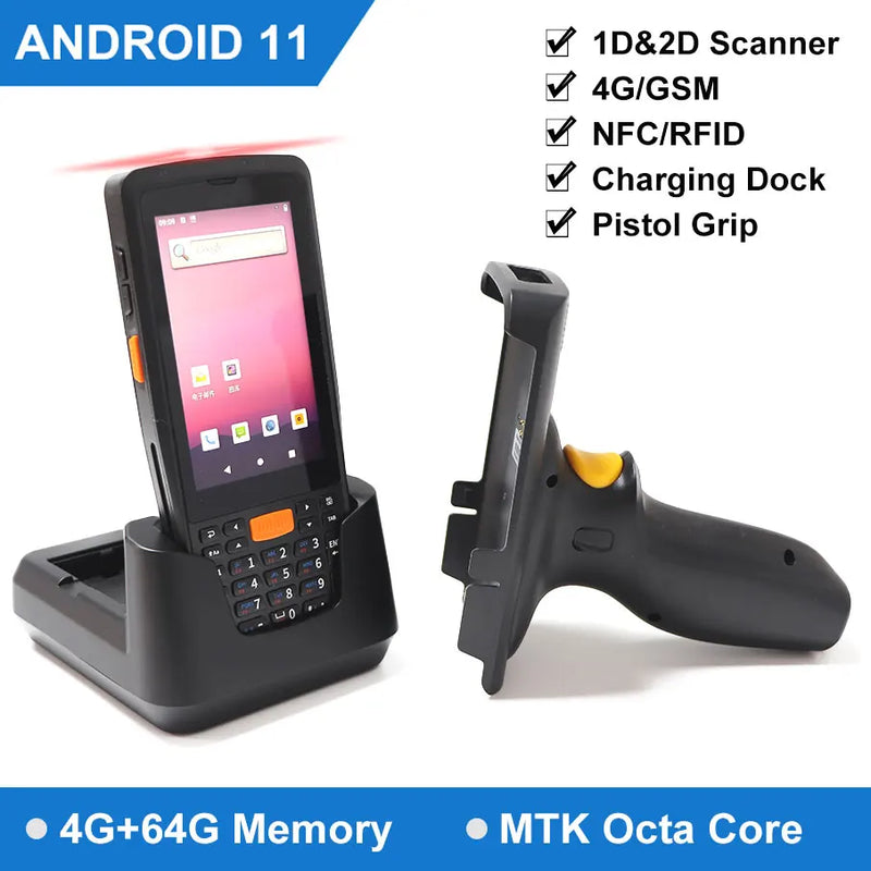 Android 11 4" Rugged PDA Handheld Terminal  4GB+64GB 1D2D Scanner Barcode Reader 4G WiFi GPS Warehouse  Data Collector Inventory