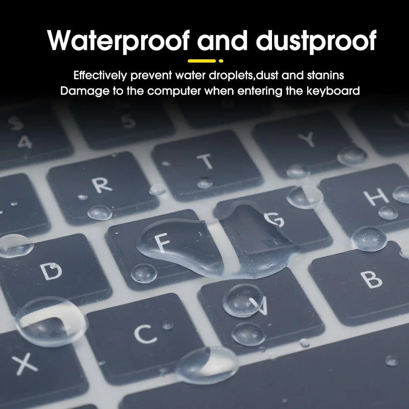 Fundas de silicona transparentes para teclado de 10/14/15,6 pulgadas, impermeables, a prueba de polvo, película protectora para teclado de computadora portátil para MacBook